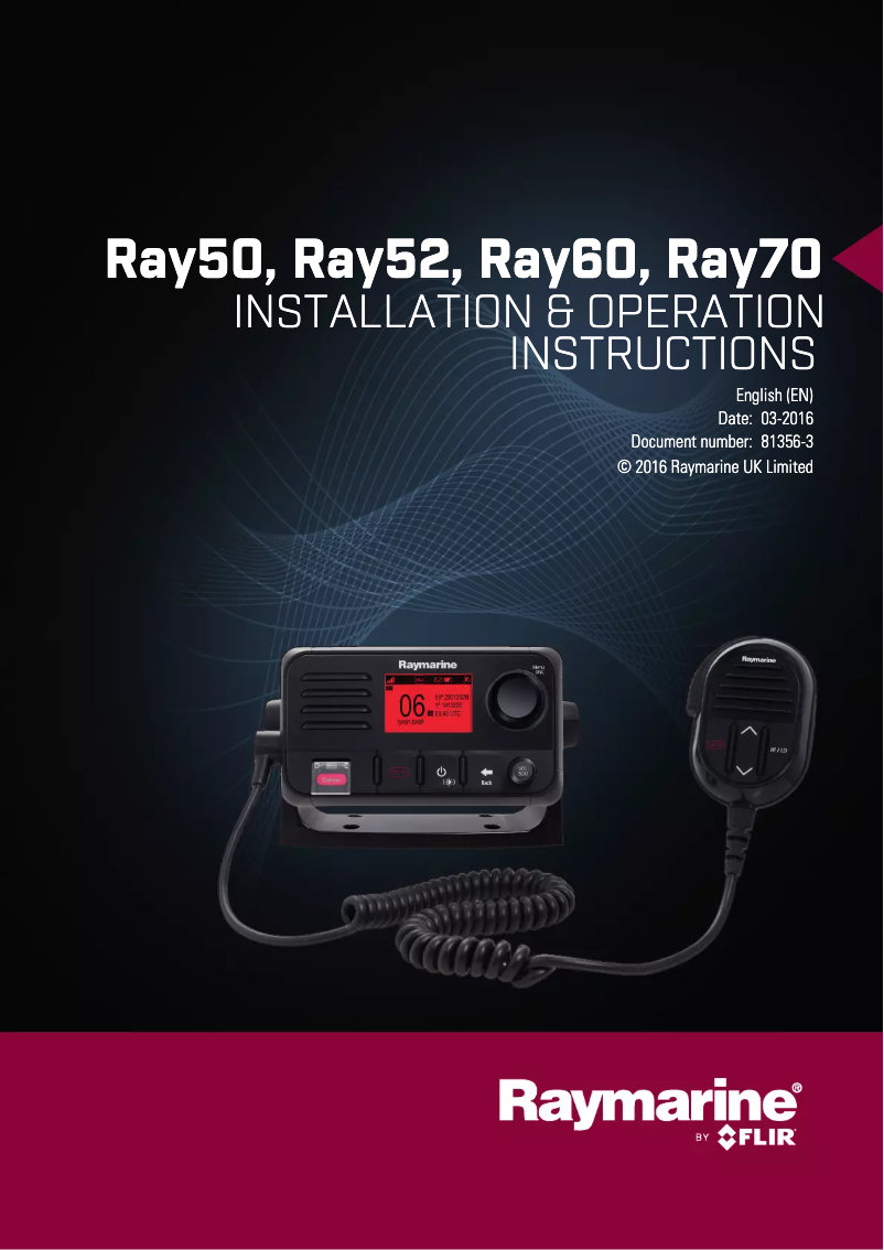 Page n°1 - Manuel utilisateur Raymarine Ray 70