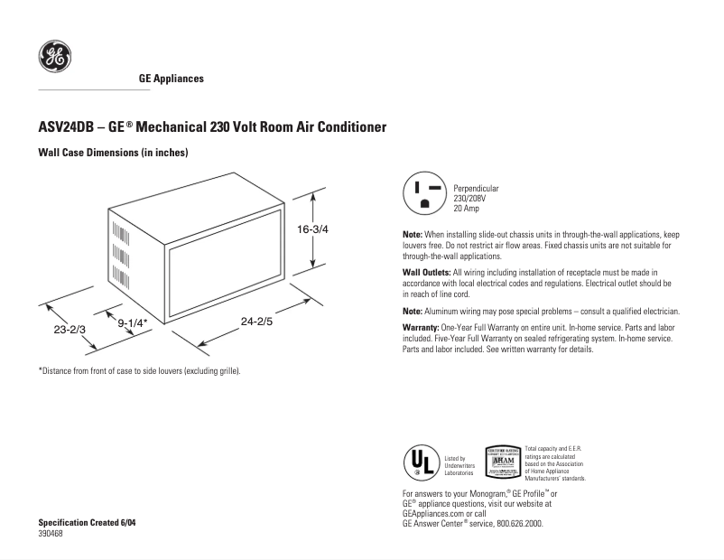 First page image of the manual for ASV24DB