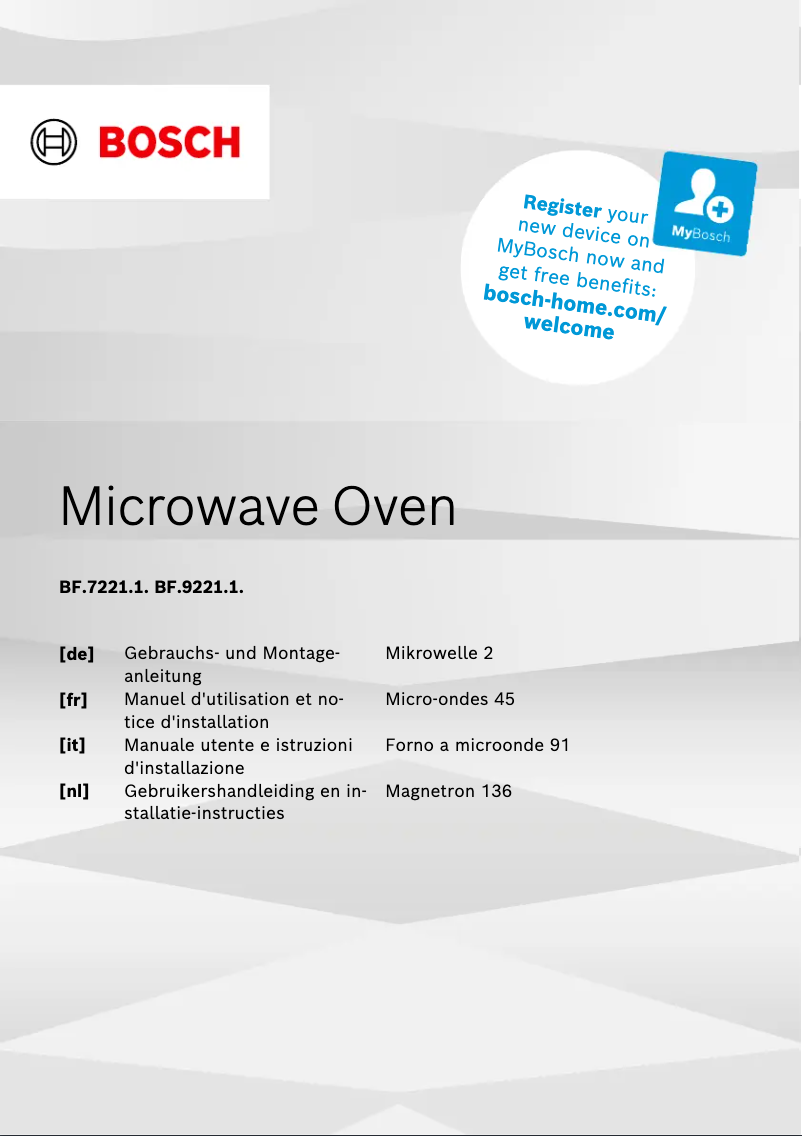 Page n°1 - Mode d'emploi Bosch BFR9221B1
