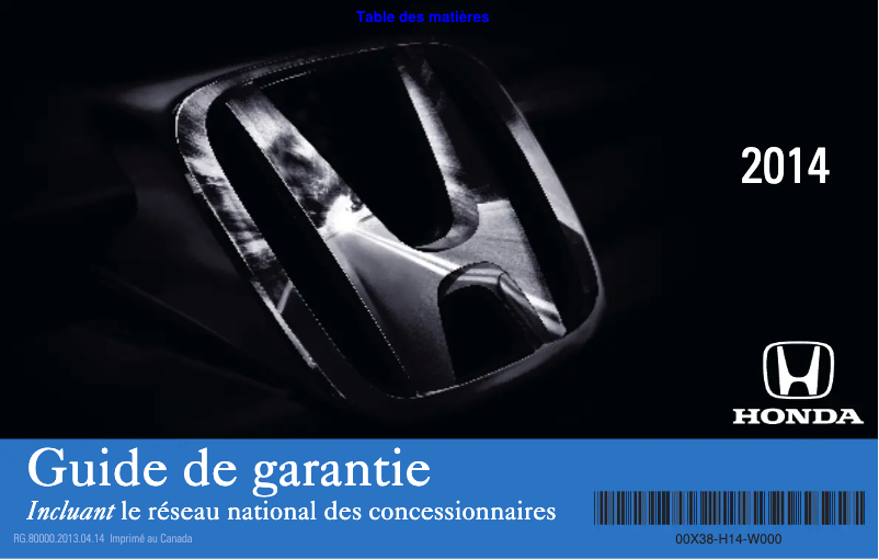 Page n°1 - Manuel d'utilisation et d'entretien Honda Accord Coupe (2014)