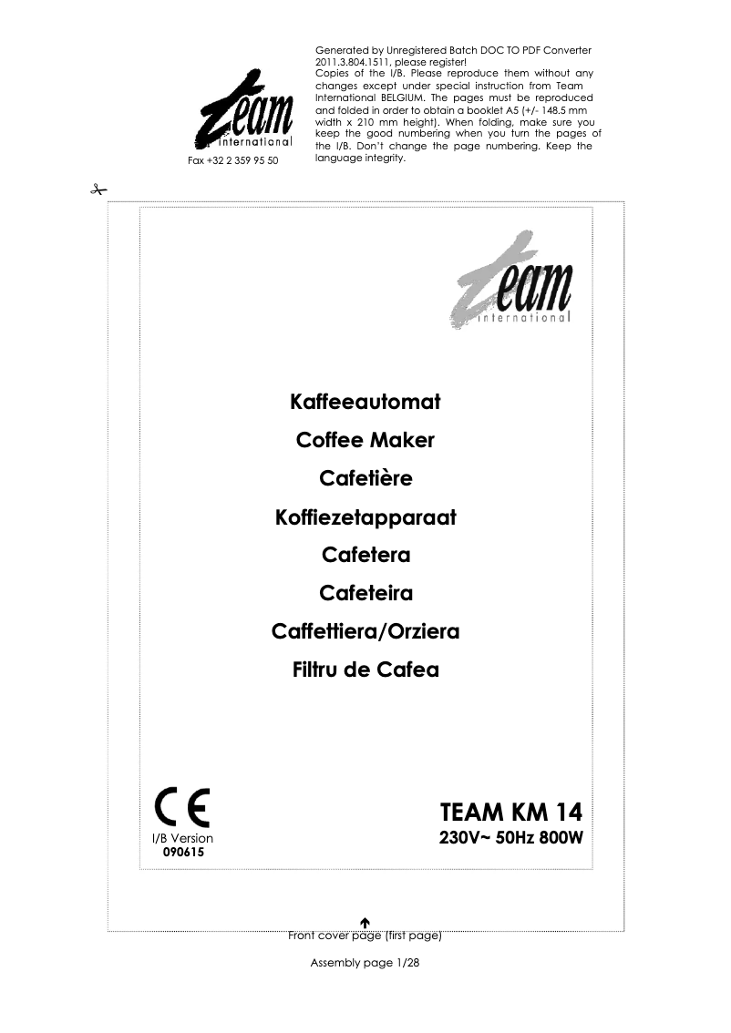 Page n°1 - Manuel utilisateur Team KM 14