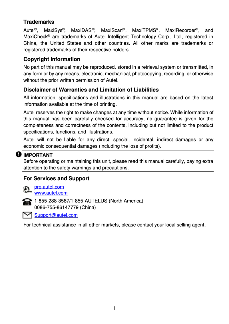 Page 1 de la notice Manuel utilisateur Autel MaxiPRO MP808