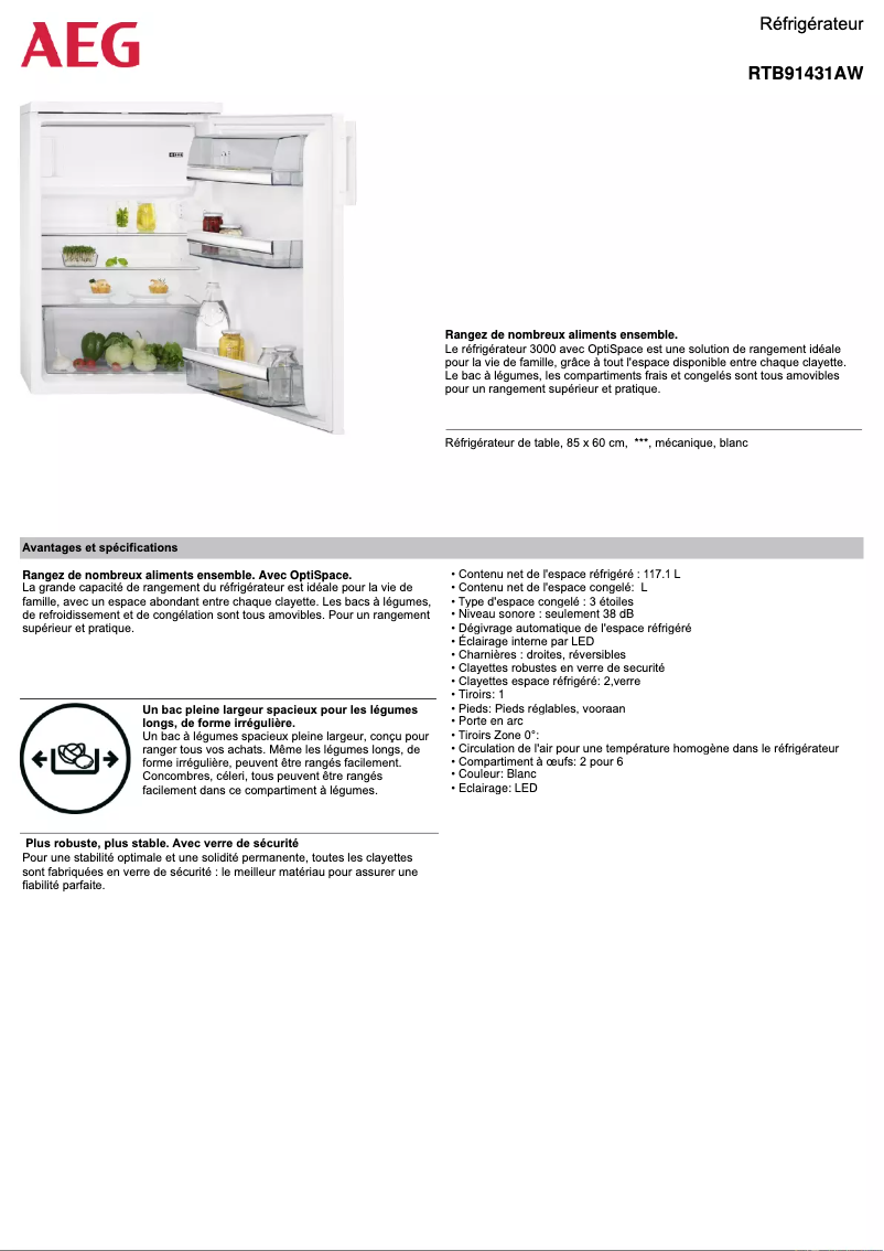 Page n°1 - Fiche technique AEG RTB91431AW