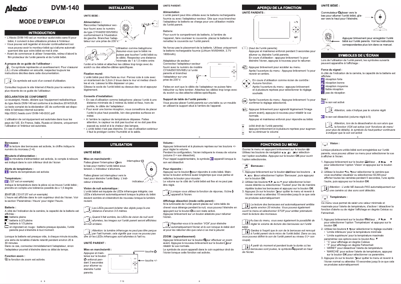 Page 1 de la notice Manuel utilisateur Alecto DVM-140C