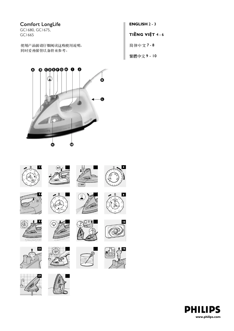 Página 1 del manual Manual de usuario Philips Comfort LongLife GC1675