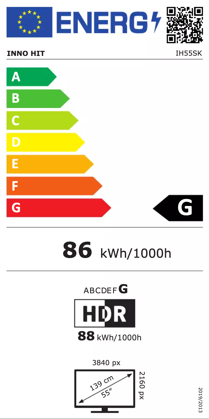 Page 1 de la notice Label énergétique Inno-Hit IH55S