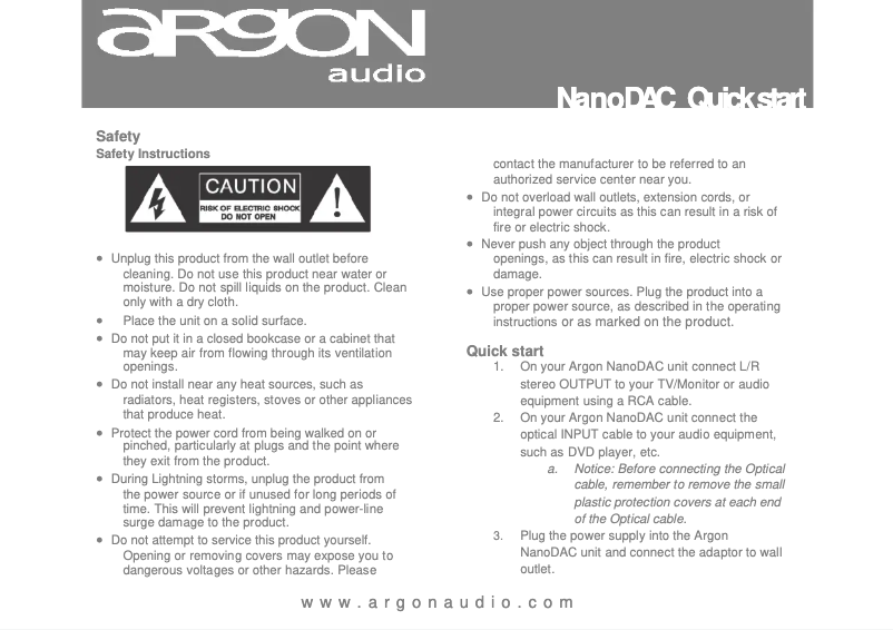 Página 1 del manual Manual de usuario Argon NanoDAC