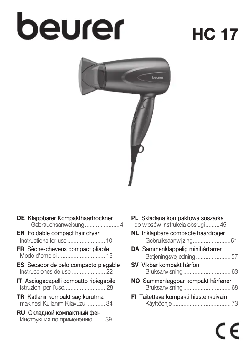 Image de la première page du manuel de l'appareil HC 17