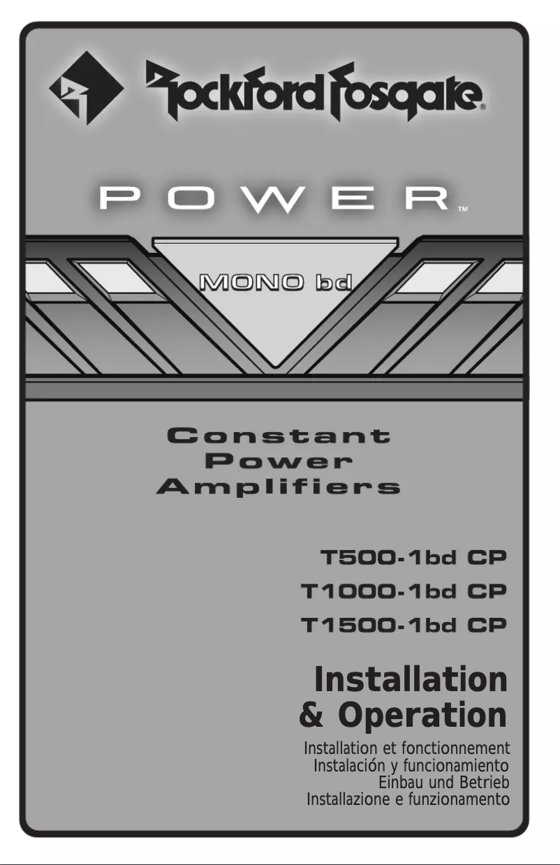 Page 1 de la notice Manuel d'utilisation et d'entretien Rockford Fosgate Power T1500-1bdCP