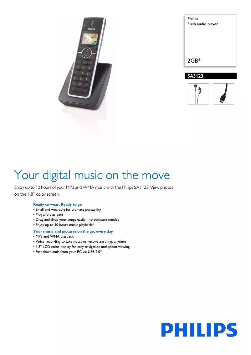 Page 1 de la notice Brochure Philips GoGear SA3123