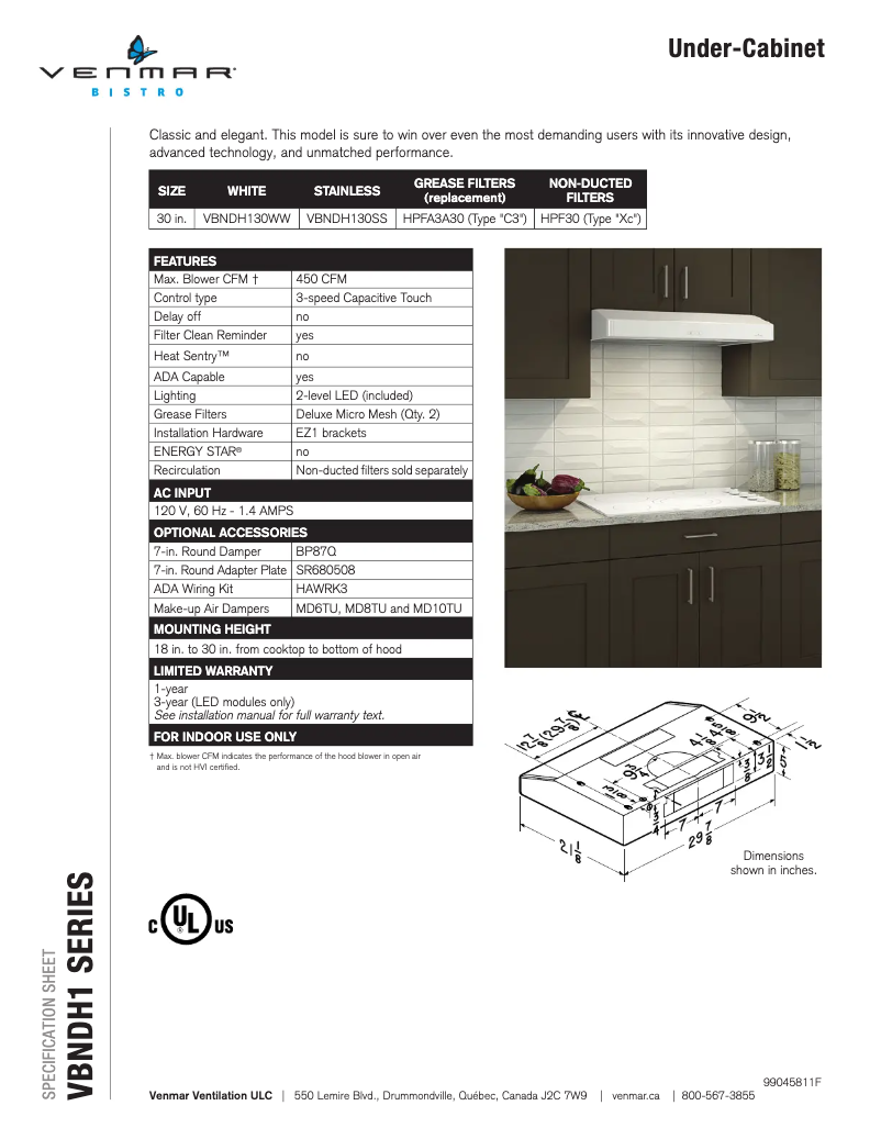 Image de la première page du manuel de l'appareil Bistro VBNDH130SS