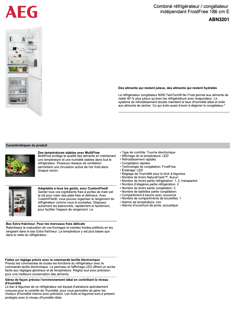 Page n°1 - Fiche technique AEG ABN3201