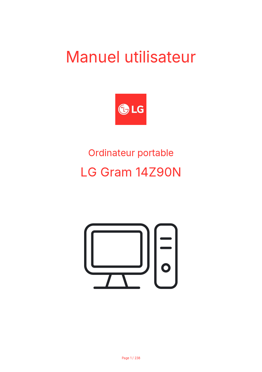 Image de la première page du manuel de l'appareil Gram 14Z90N