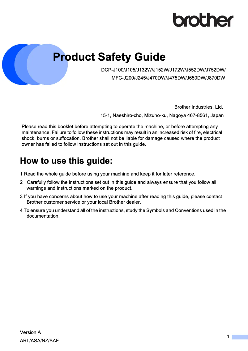 Image de la première page du manuel de l'appareil DCP-J752DW