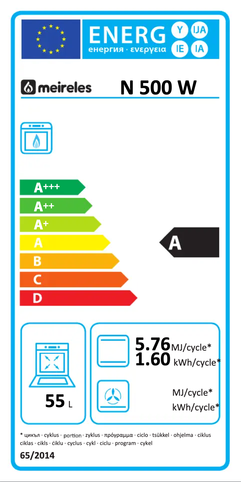 Page n°1 - Label énergétique Meireles N 500 W