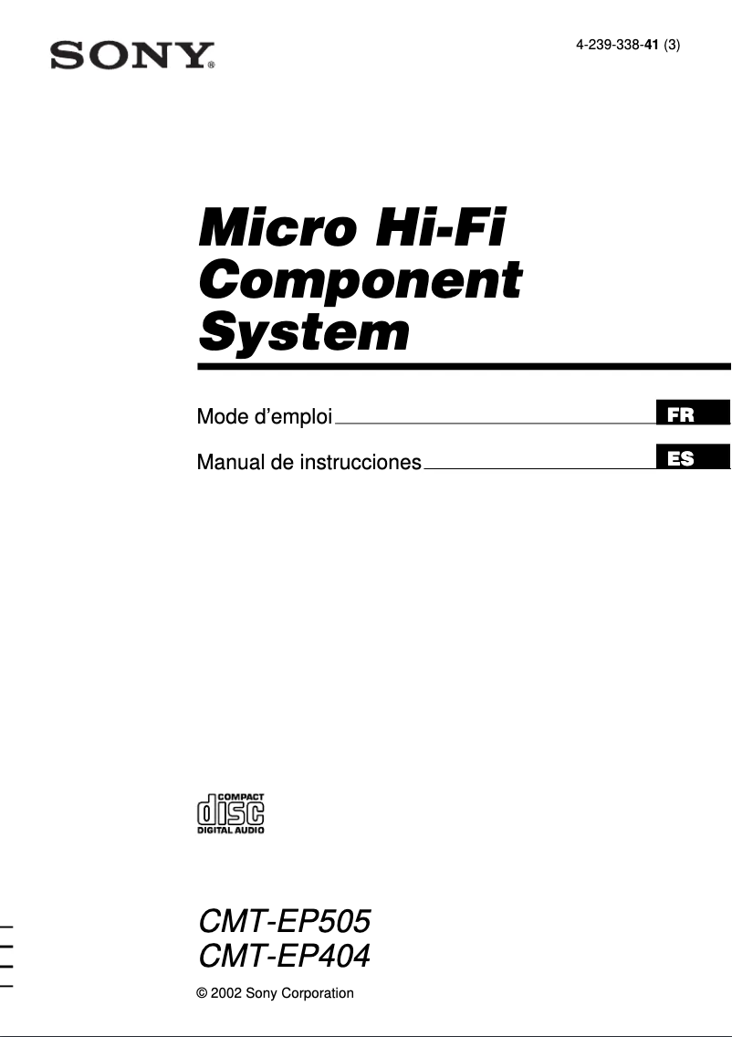 Page n°1 - Manuel utilisateur Sony CMT-EP505