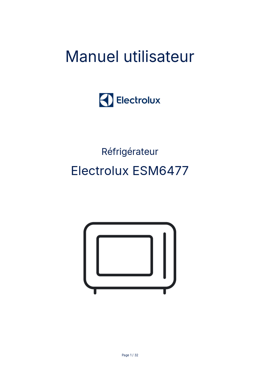 Page n°1 - Manuel utilisateur Electrolux ESM6477