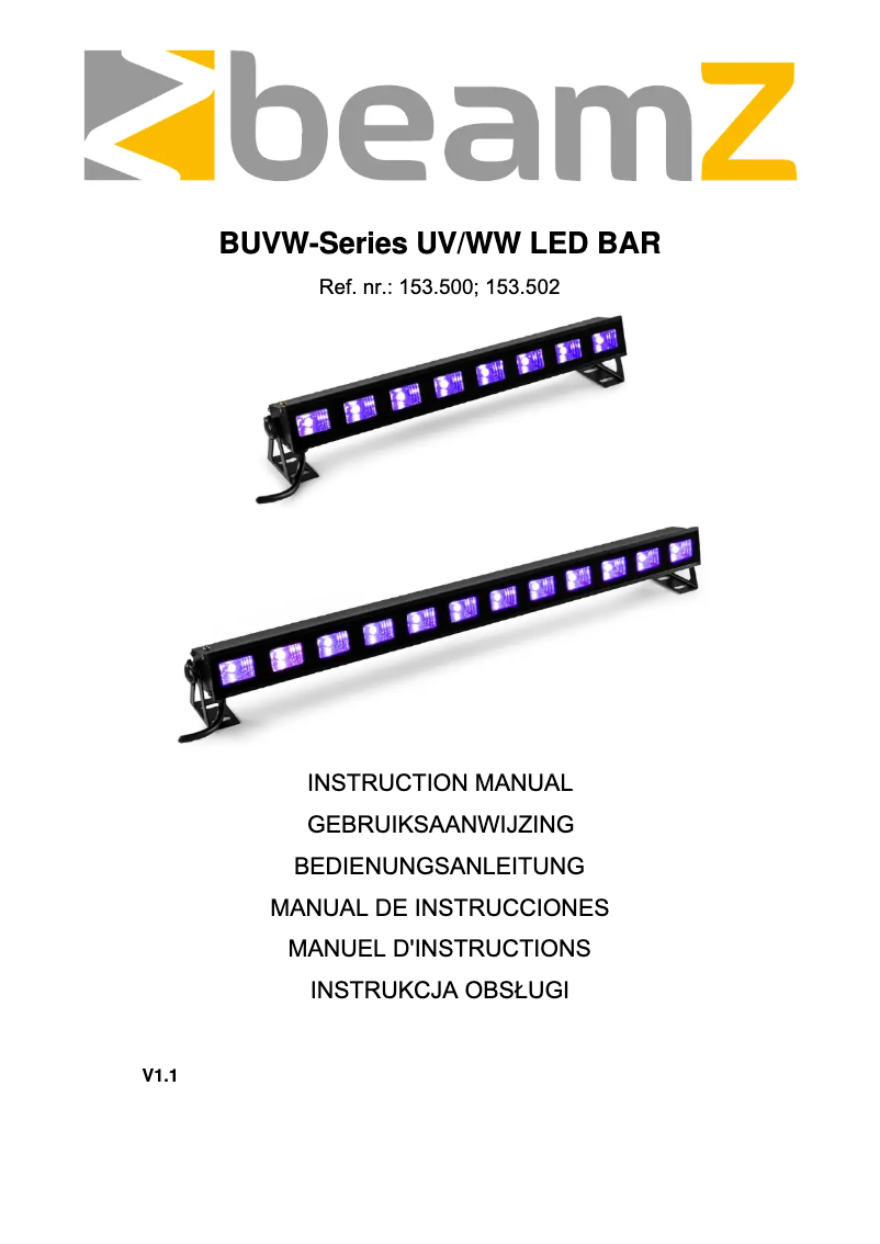 Page 1 de la notice Manuel utilisateur BeamZ BUVW123