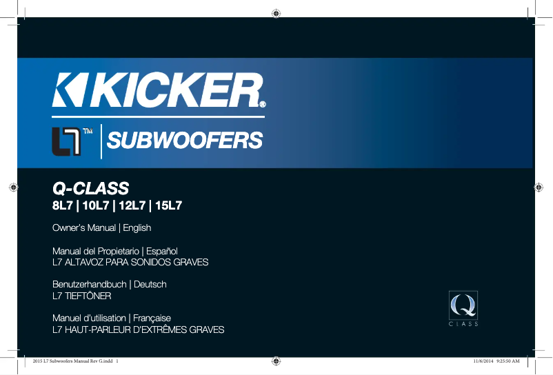Page 1 de la notice Manuel utilisateur Kicker Q-Class 41L7124