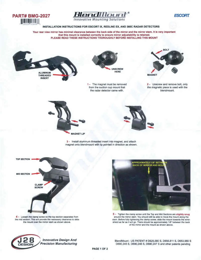 Page n°1 - Manuel utilisateur BlendMount BMG-2027