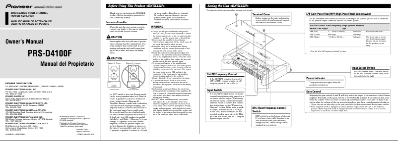 Page n°1 - Manuel utilisateur Pioneer PRS-D4100F