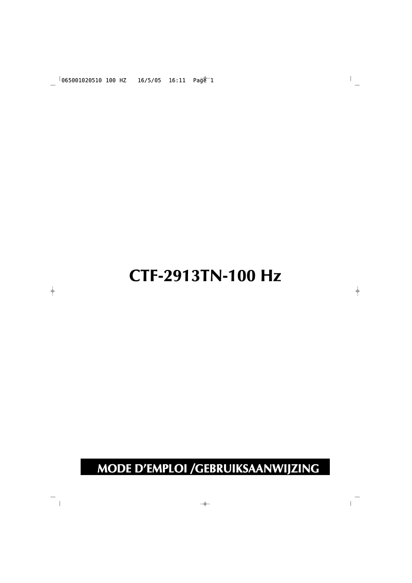 Page n°1 - Manuel utilisateur Finlux CTF2913TN 100Hz