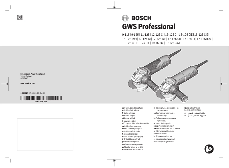 Page n°1 - Manuel utilisateur Bosch GWS 19-125 CI