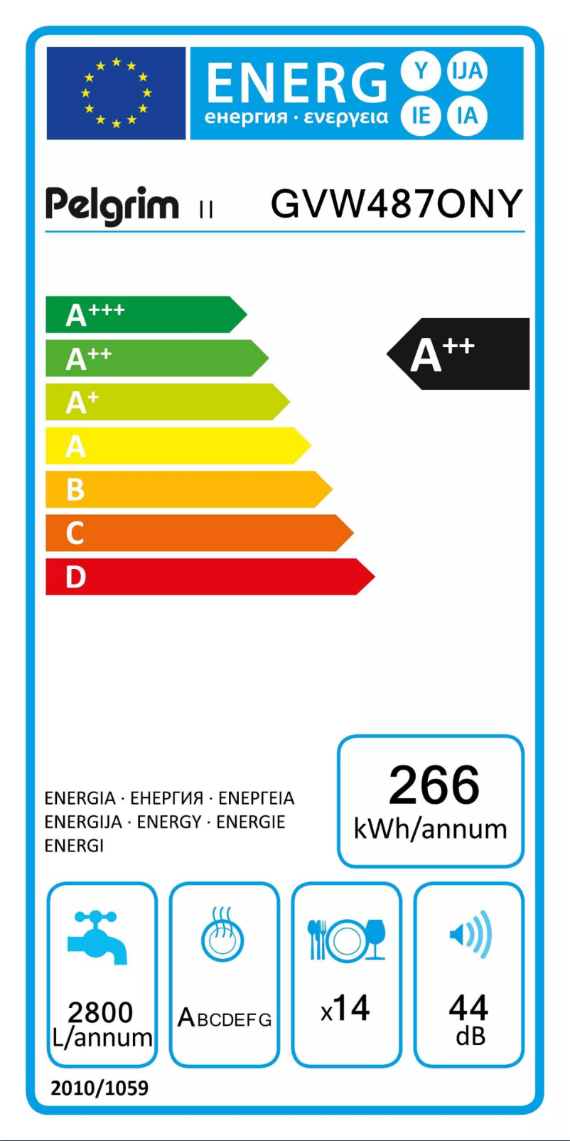 Page n°1 - Label énergétique Pelgrim GVW487ONY