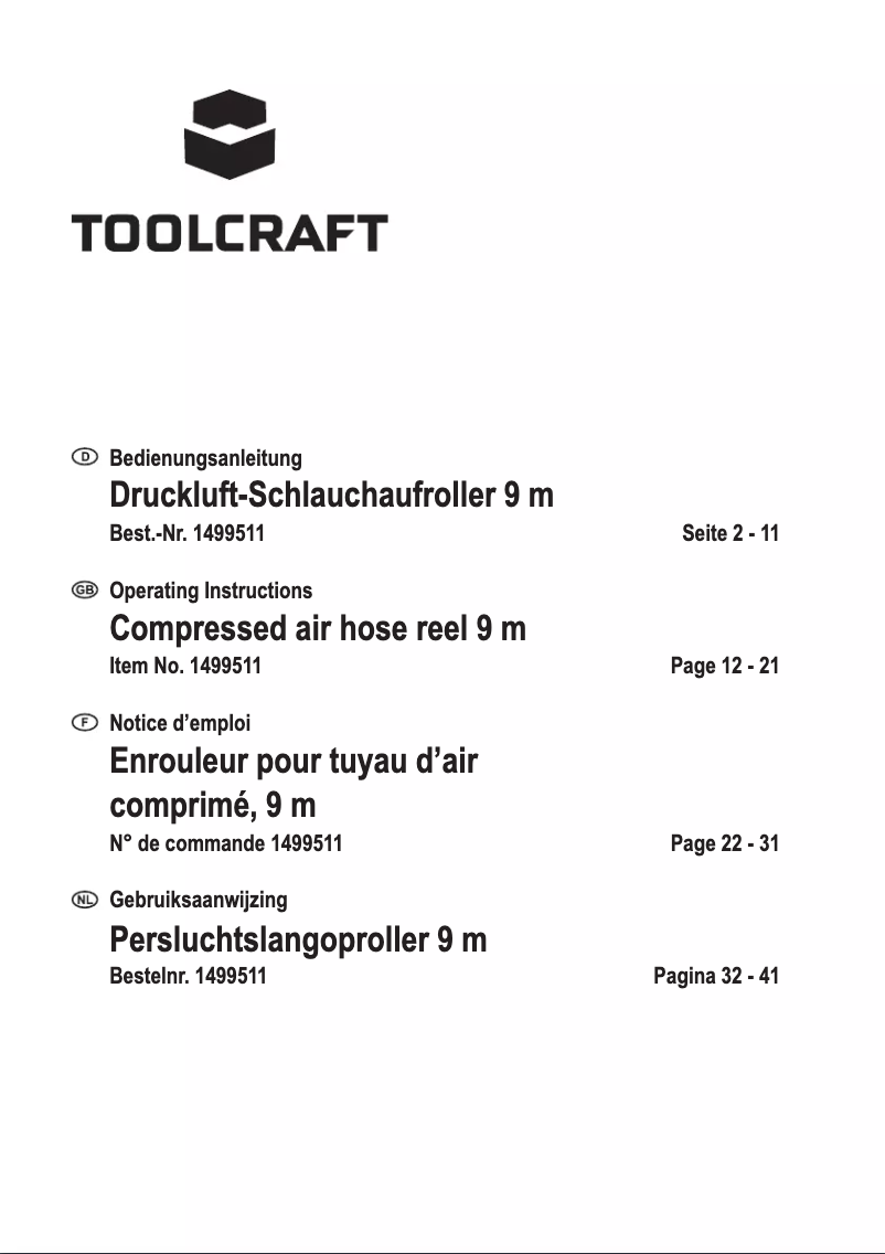 Page 1 de la notice Manuel utilisateur Toolcraft TC-AHR 9