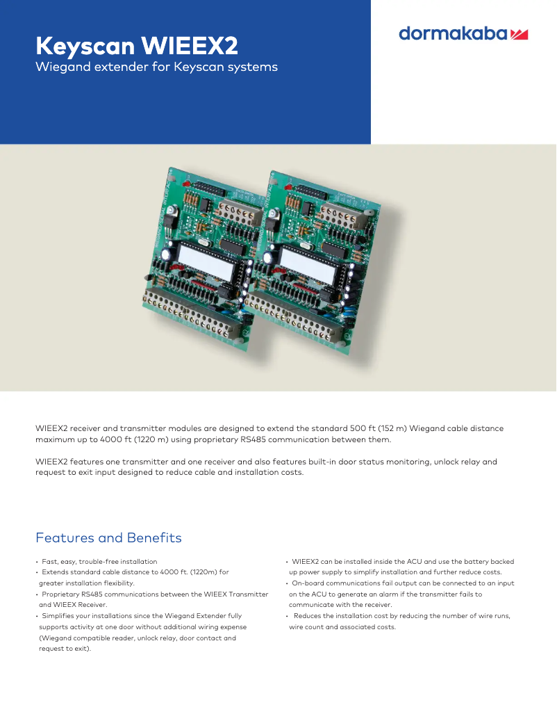 Page n°1 - Manuel utilisateur Dormakaba Keyscan WIEEX2