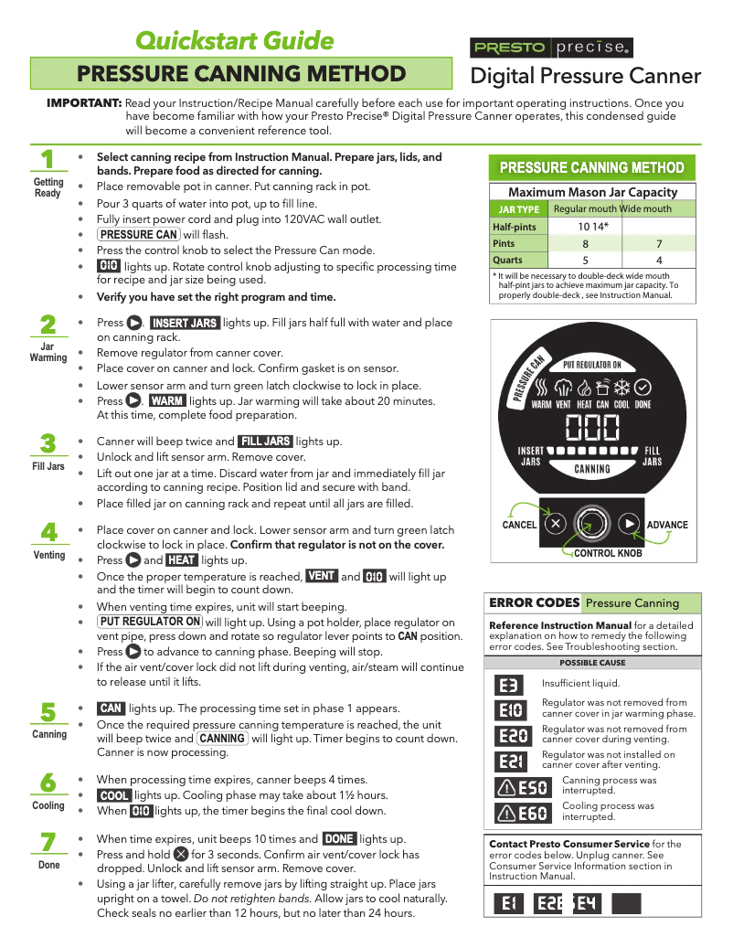 Page 1 de la notice Guide de démarrage rapide Presto Precise 02144