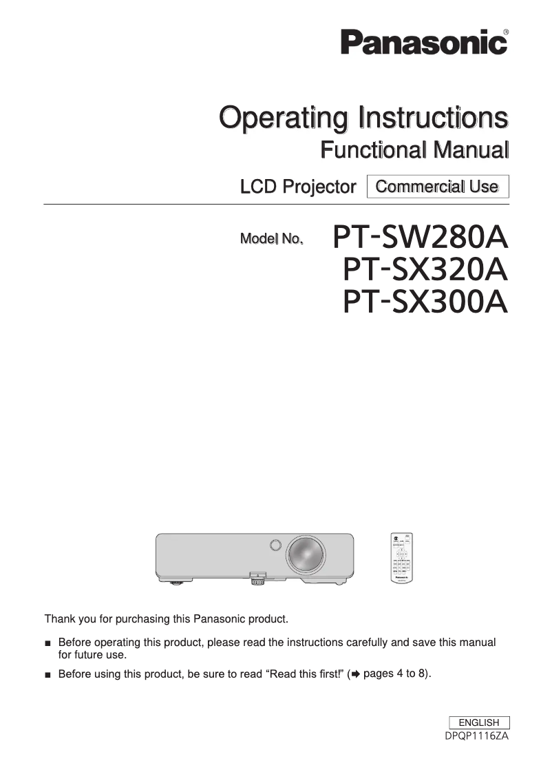Image de la première page du manuel de l'appareil PT-SX320A