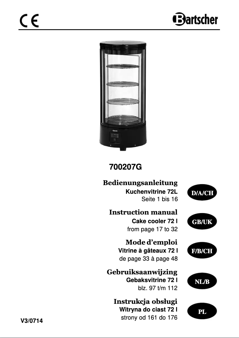 Page 1 de la notice Manuel utilisateur Bartscher 700207G