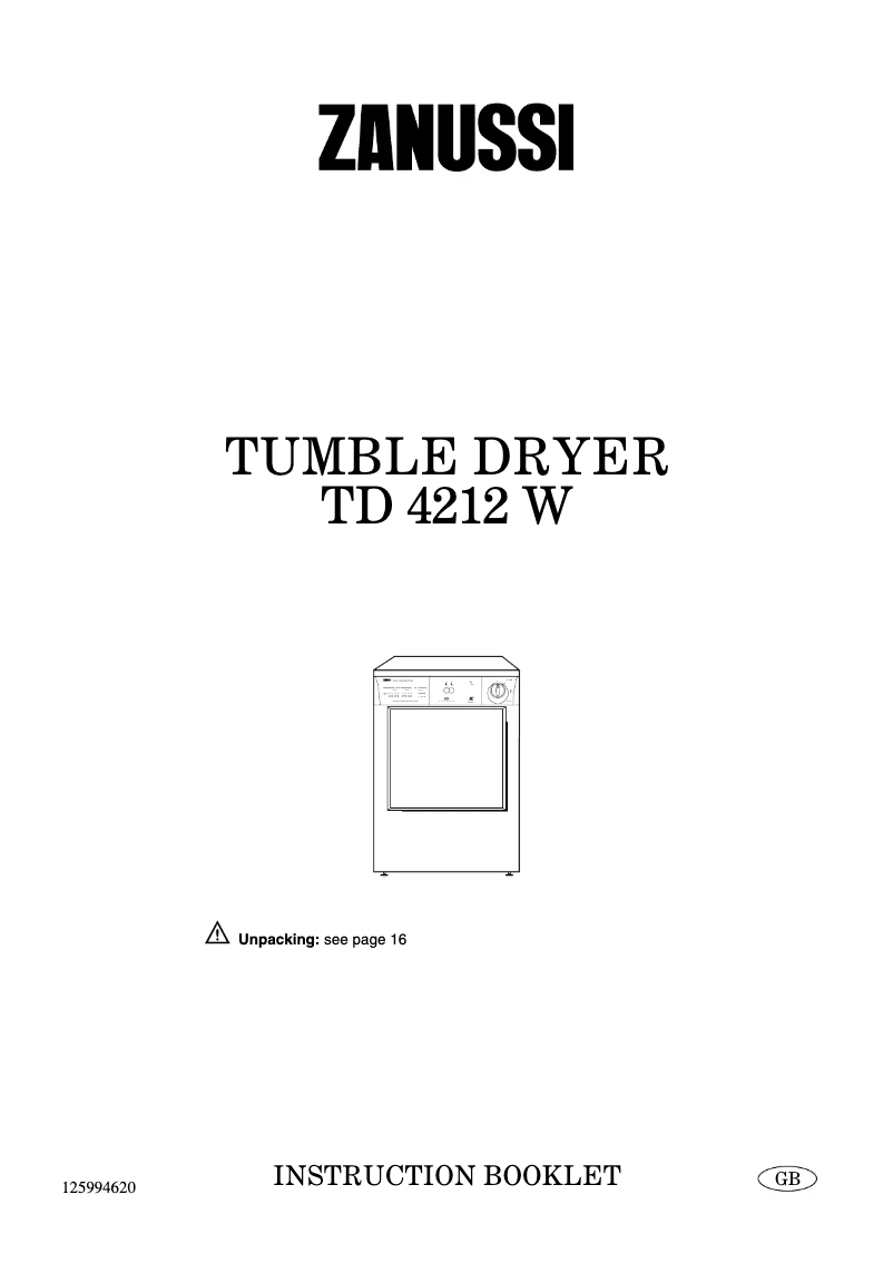 Image de la première page du manuel de l'appareil TD 4212 W