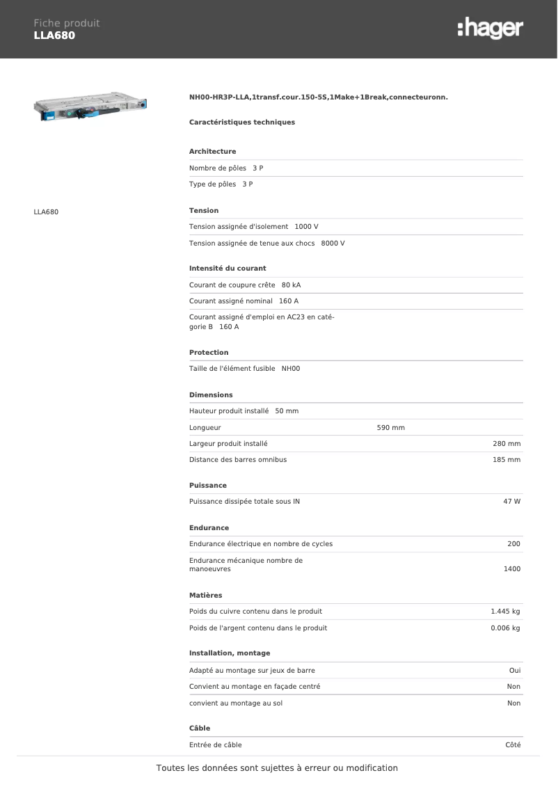 Image de la première page du manuel de l'appareil LLA680