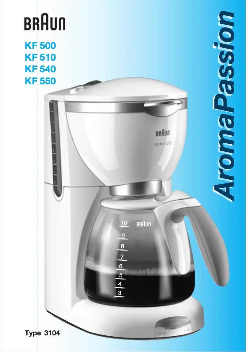 Page 1 de la notice Manuel utilisateur Braun AromaPassion KF 510 