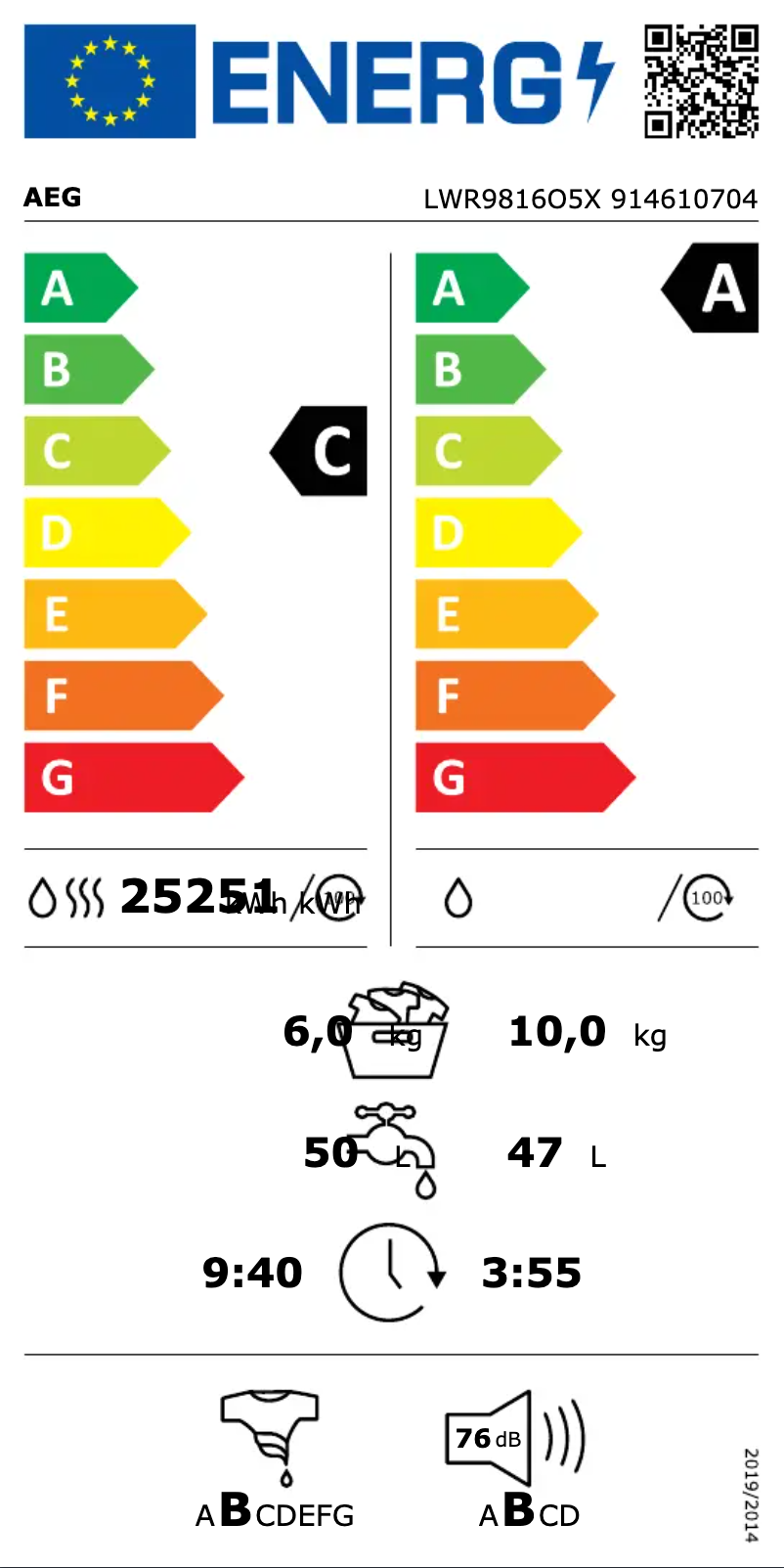 Page n°1 - Manuel utilisateur AEG LWR9816O5X