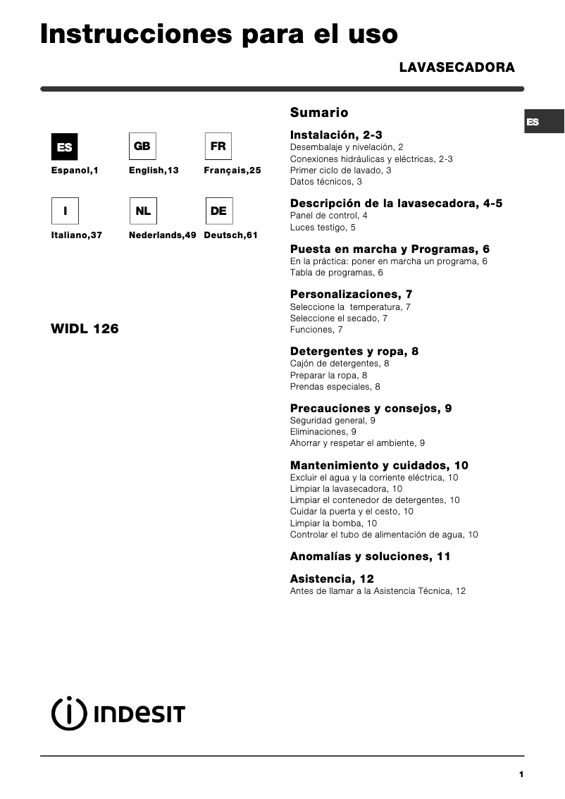 Image de la première page du manuel de l'appareil WISL 105 X