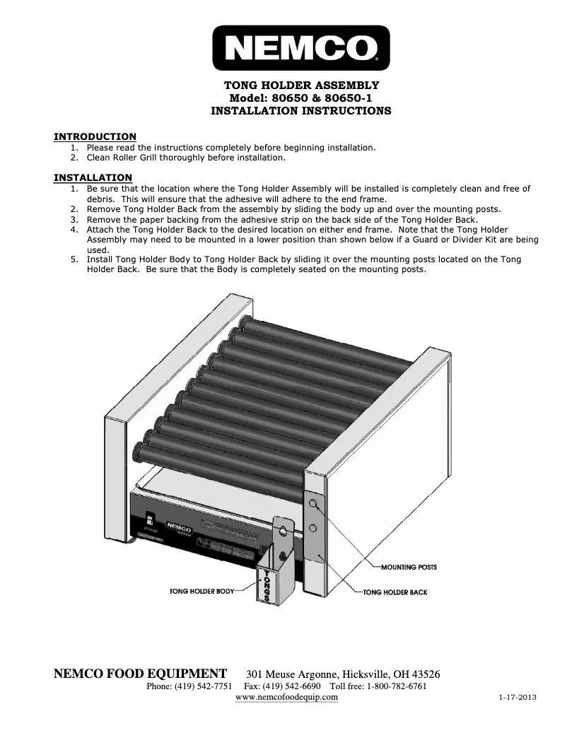 Page n°1 - Manuel utilisateur Nemco 80650