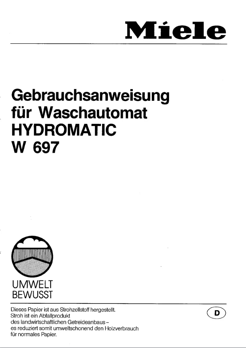 Page n°1 - Manuel utilisateur Miele W 697