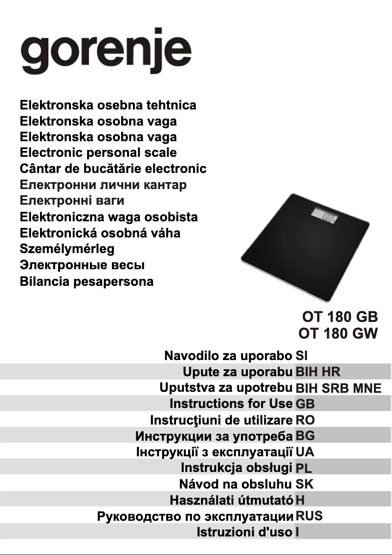 Page n°1 - Manuel utilisateur Gorenje OT180GB
