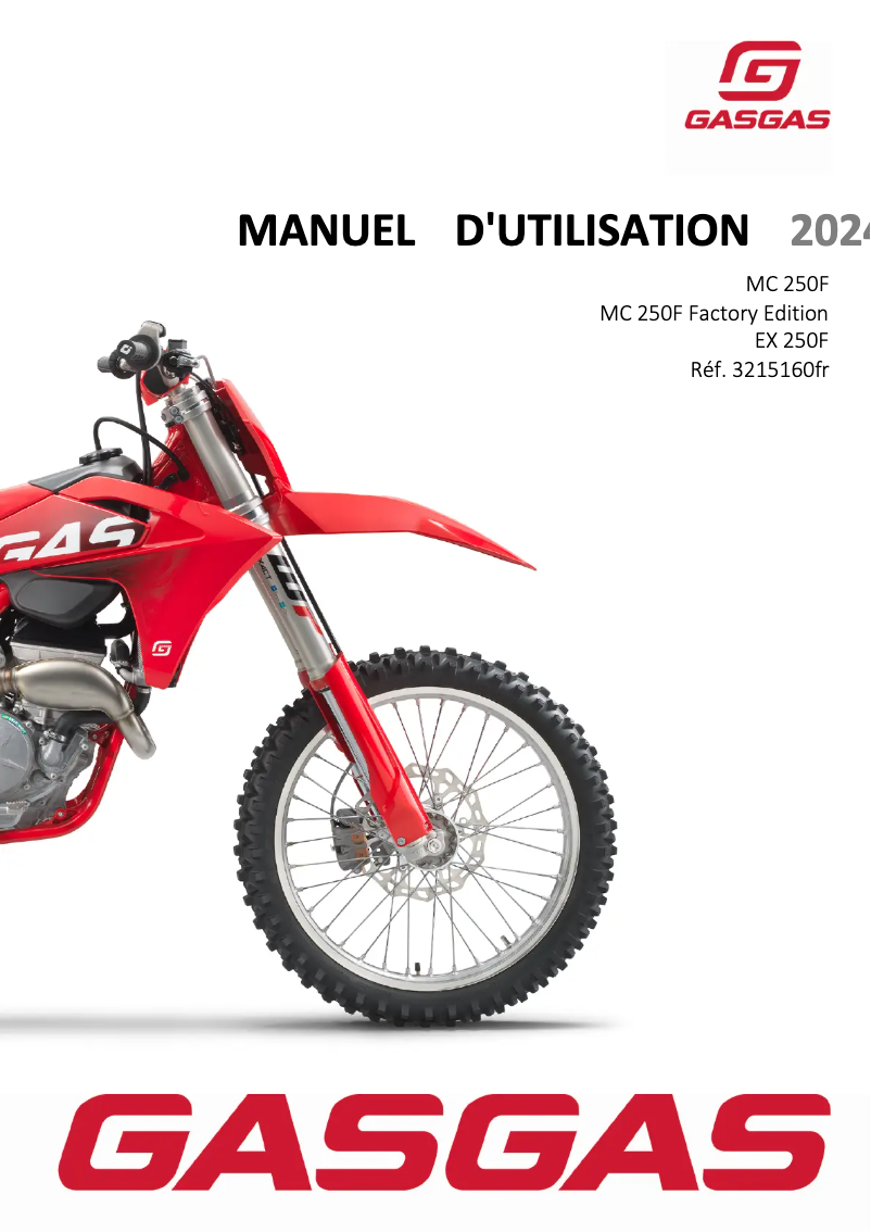 Page 1 de la notice Manuel utilisateur GasGas MC 250F (2024)