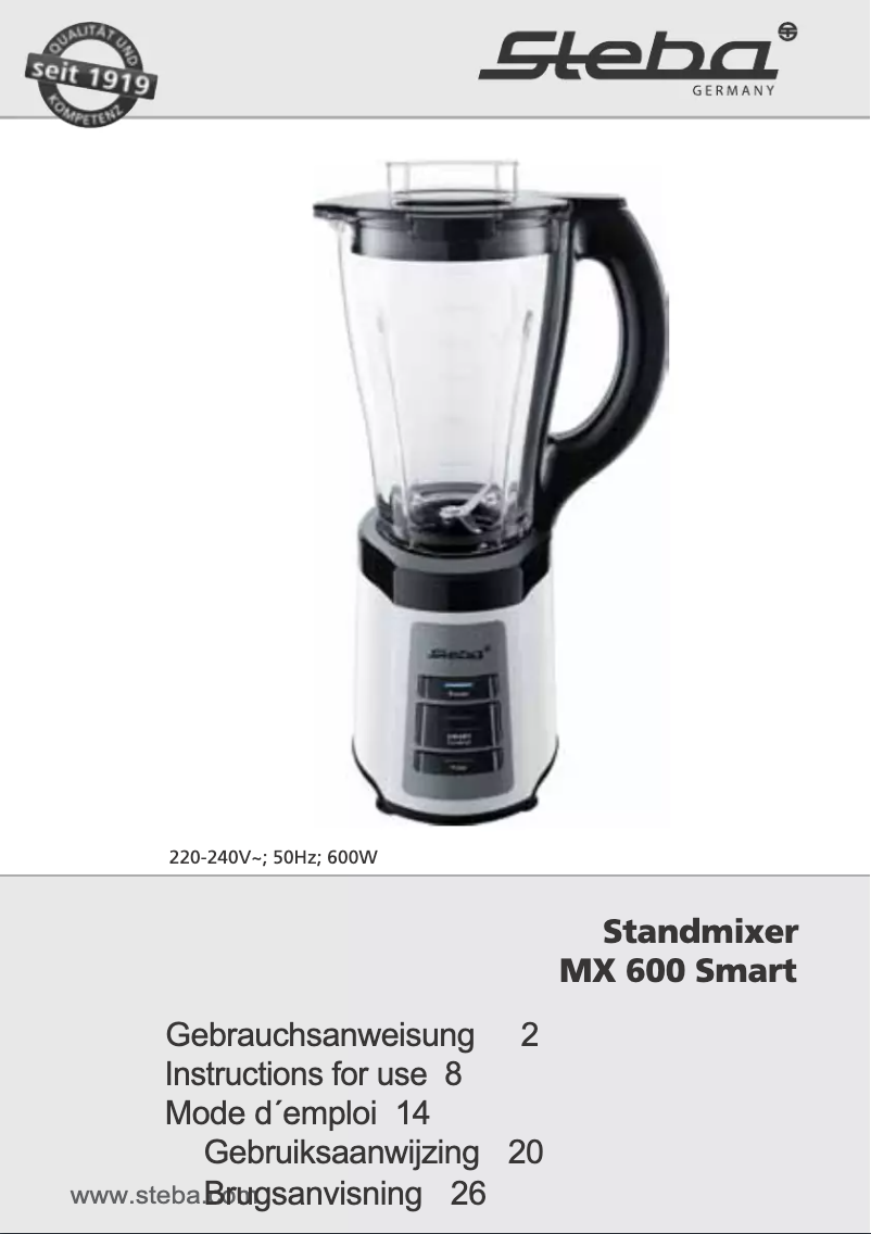 Page n°1 - Manuel utilisateur Steba MX 600 Smart