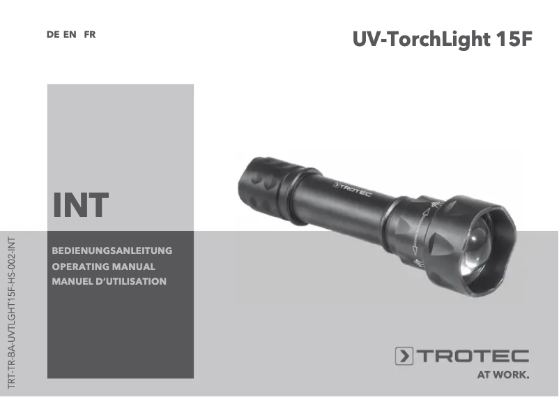 Image de la première page du manuel de l'appareil UV-TorchLight 15F