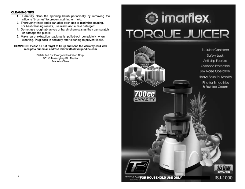 Page 1 of the manual User Manual Imarflex ISJ-1000