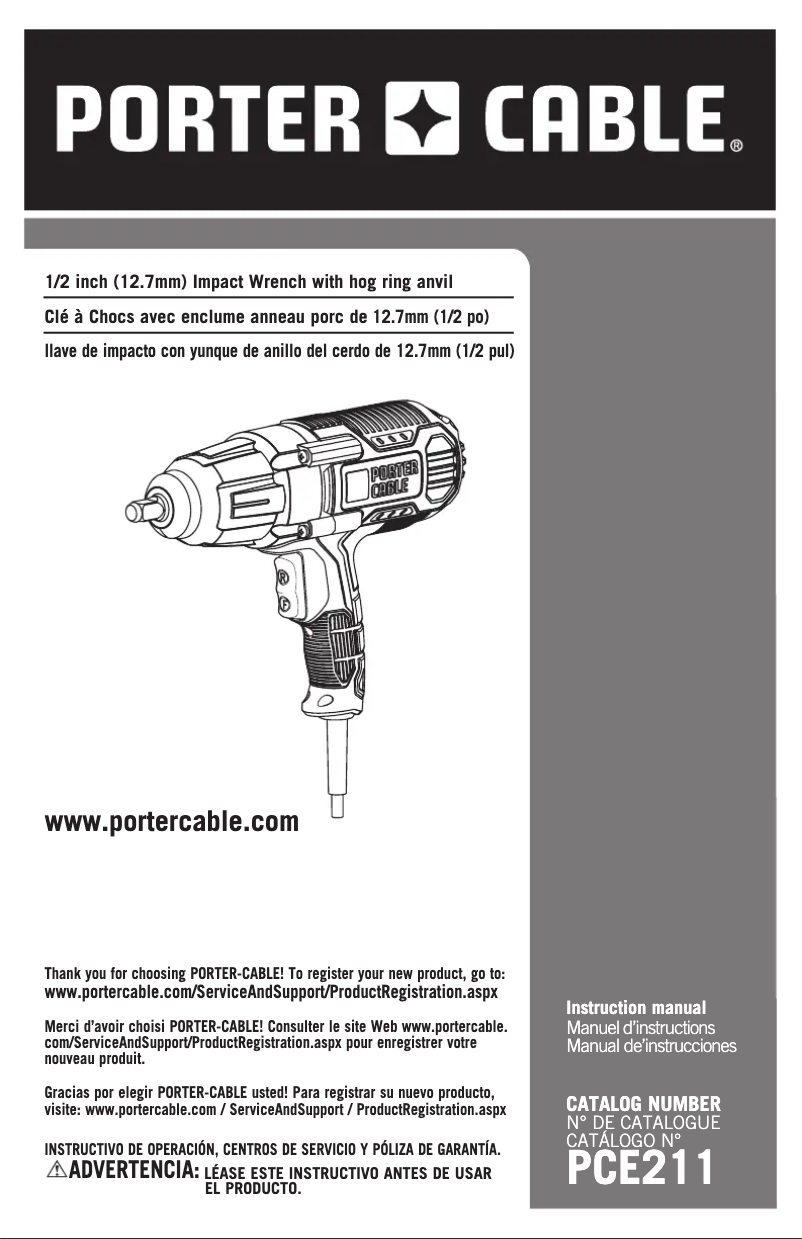 Page n°1 - Manuel utilisateur Porter-Cable PCE211
