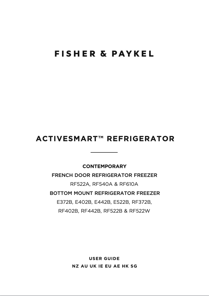 Page n°1 - Guide d'installation Fisher & Paykel RF610ADX6