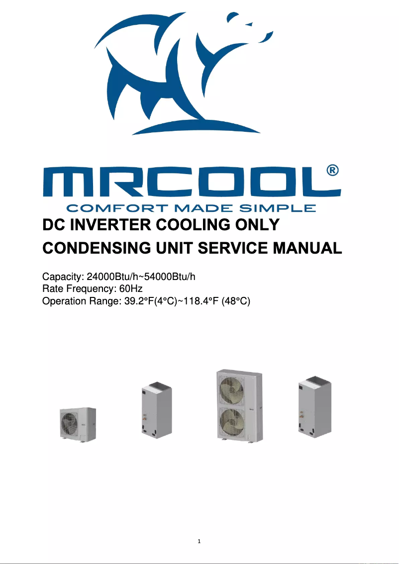 Page 1 de la notice Manuel utilisateur MRCOOL MDUCO18048060