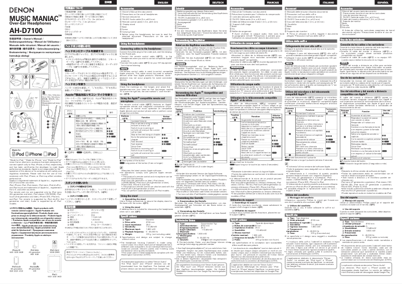 Página 1 del manual Manual de instrucciones Denon AH-D7100