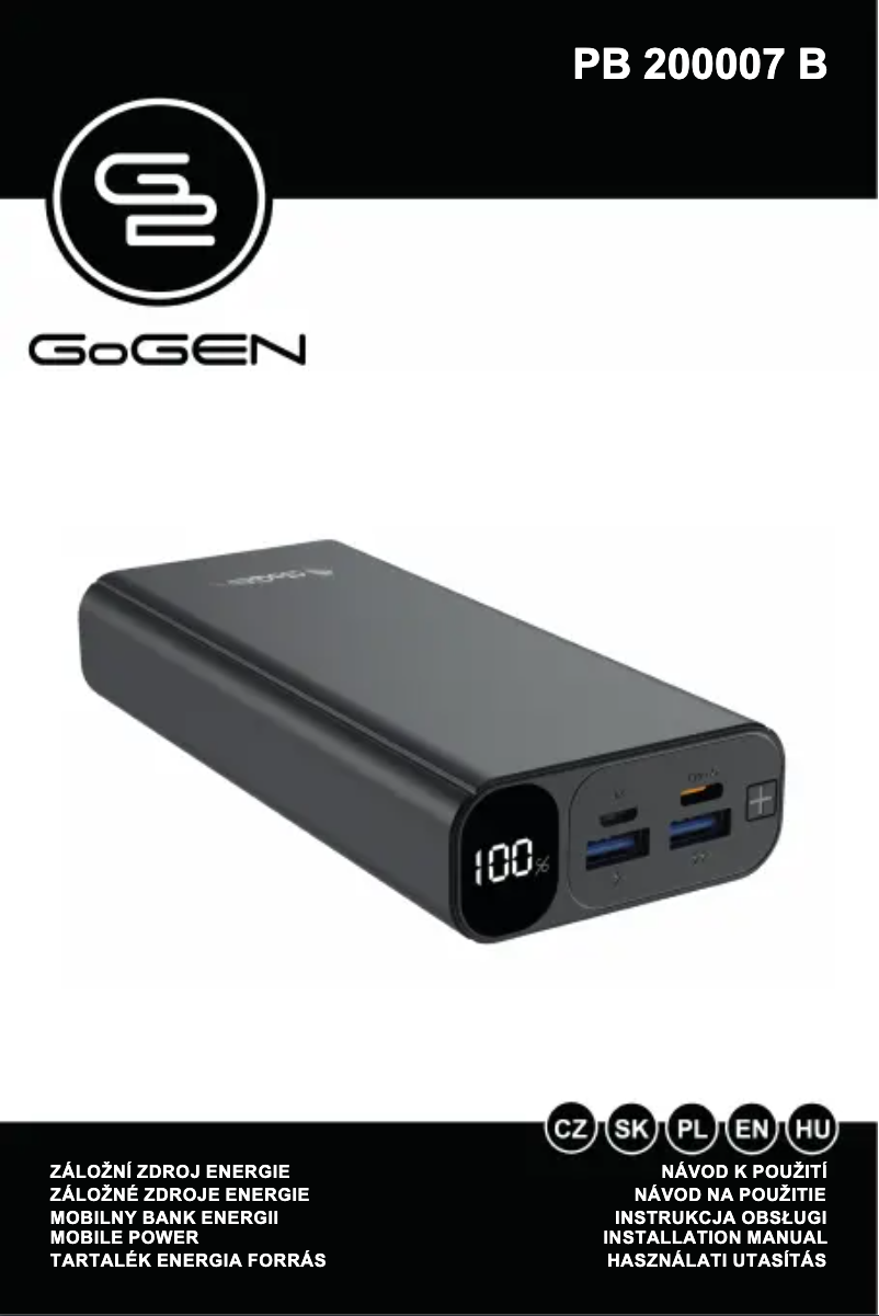Page 1 de la notice Manuel utilisateur GoGen PB200007B